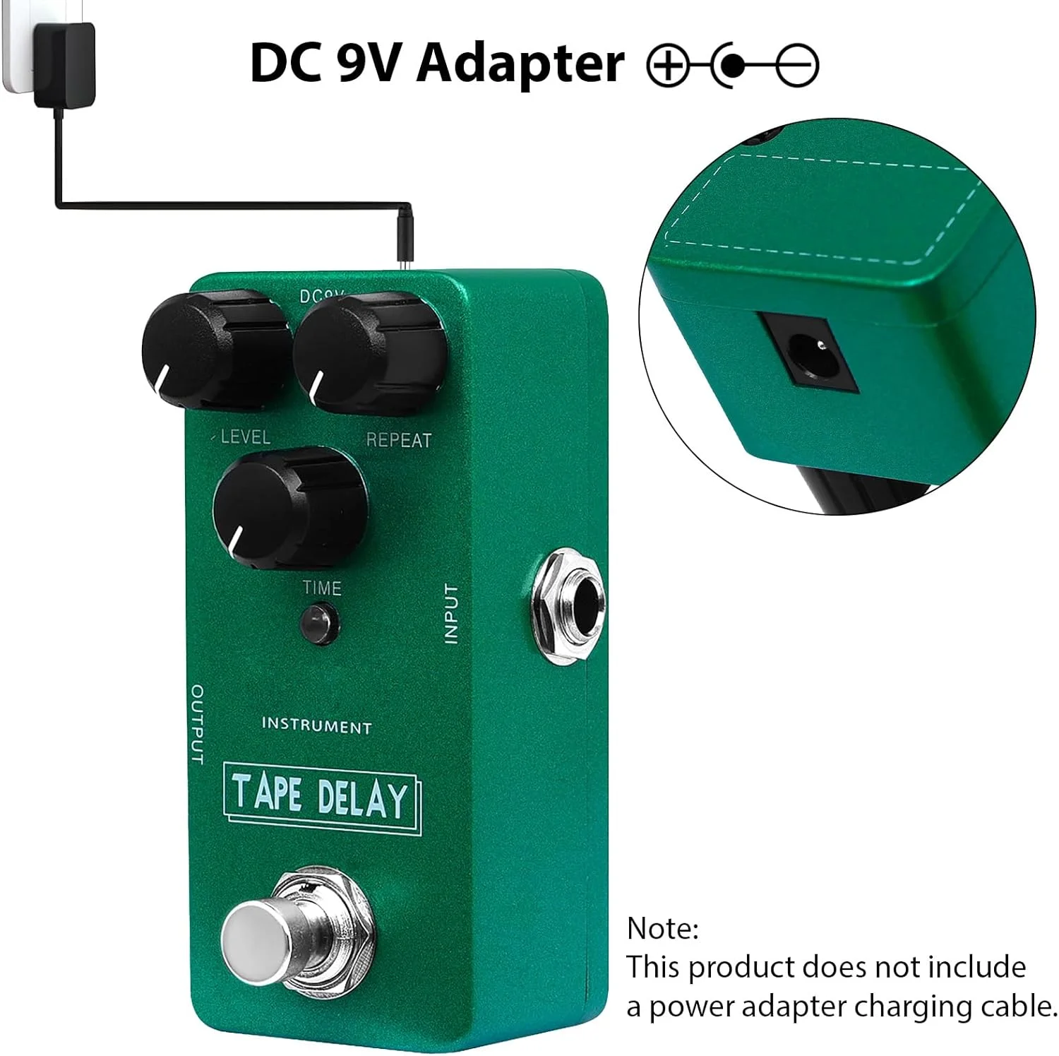 پدال افکت گیتار Jiawu Analog Tape Dely Dely با دیلی دیجیتال برای ایجاد صداهای فراگیر، بدنه تمام فلزی بادوام، رنگ سبز، گزینه های استفاده متنوع برای گیتاریست ها