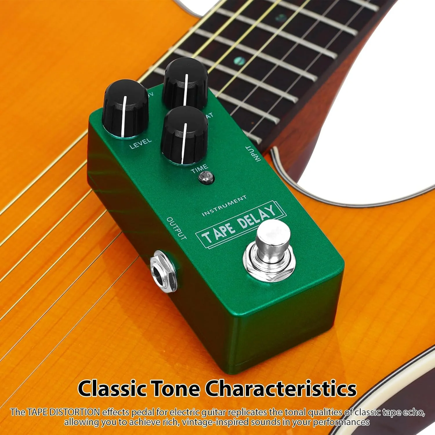 پدال تاخیر نوار چسبی Jiawu با بای‌پس واقعی برای سیگنال‌های دیستورت شده، پردازش سیگنال خشک آنالوگ، بدنه فلزی سبز، گزینه‌های استفاده متنوع برای نوازندگان