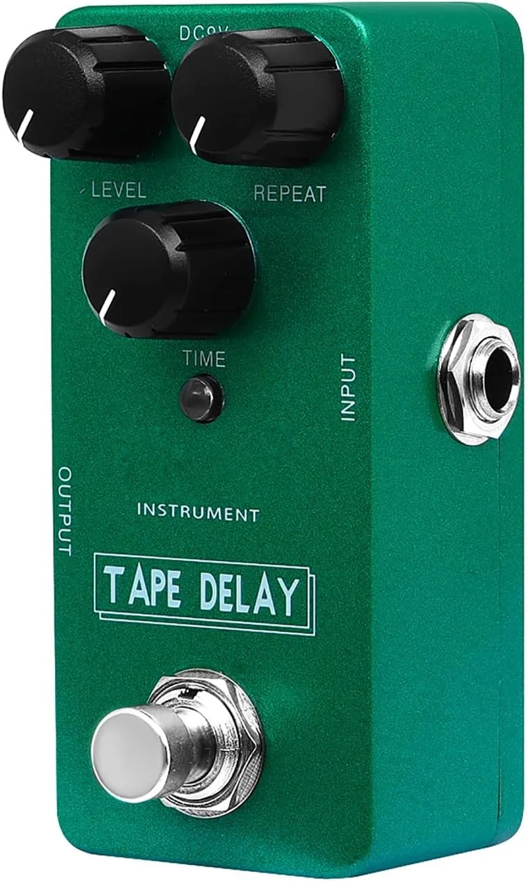 پدال تاخیر نوار چسبی Jiawu با بای‌پس واقعی برای سیگنال‌های دیستورت شده، پردازش سیگنال خشک آنالوگ، بدنه فلزی سبز، گزینه‌های استفاده متنوع برای نوازندگان