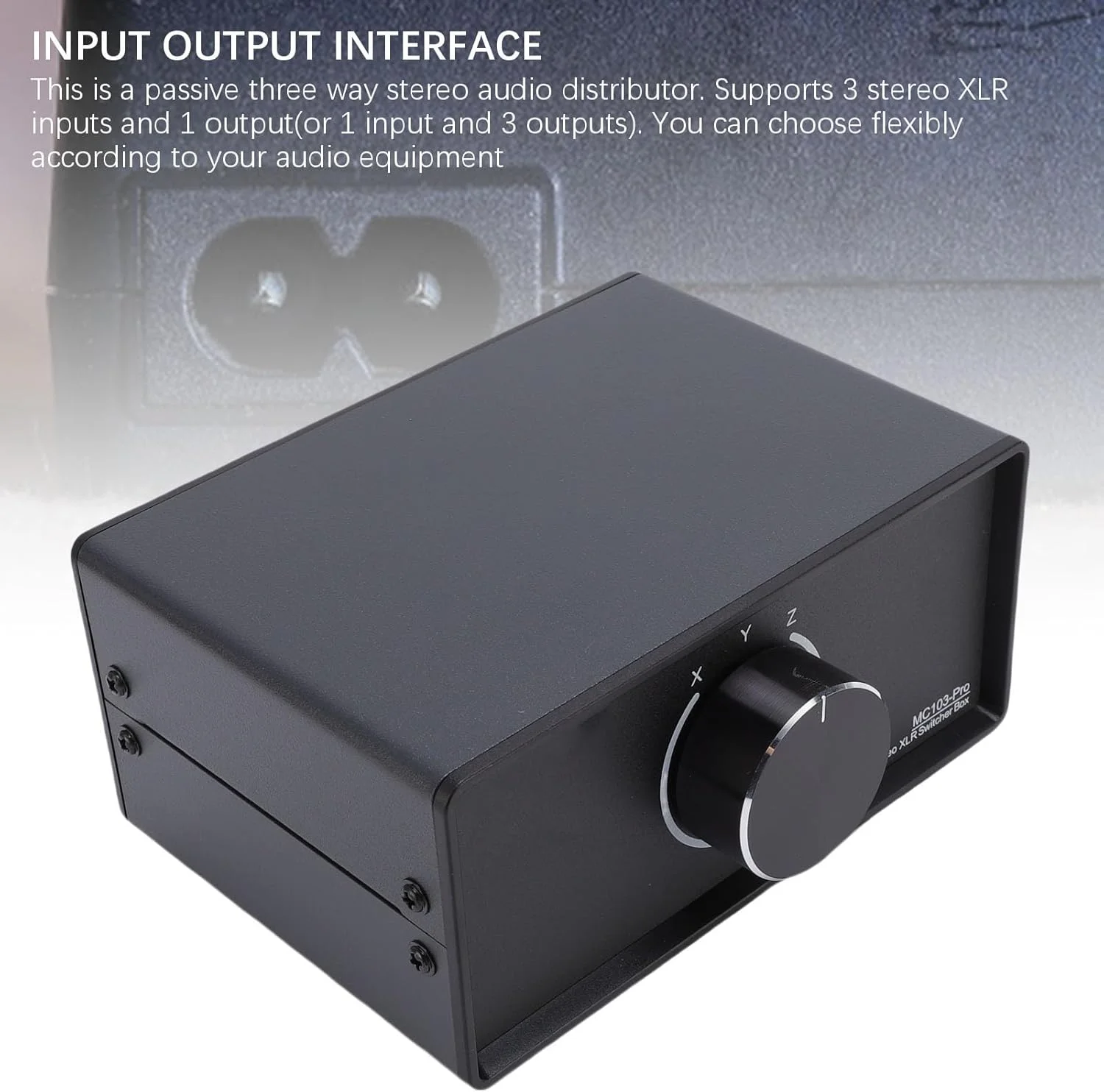 سلکتور استریو خروجی سوئیچر 3 در 1 XLR جیاوو برای متخصصان صدا آلیاژ آلومینیوم/مشکی
