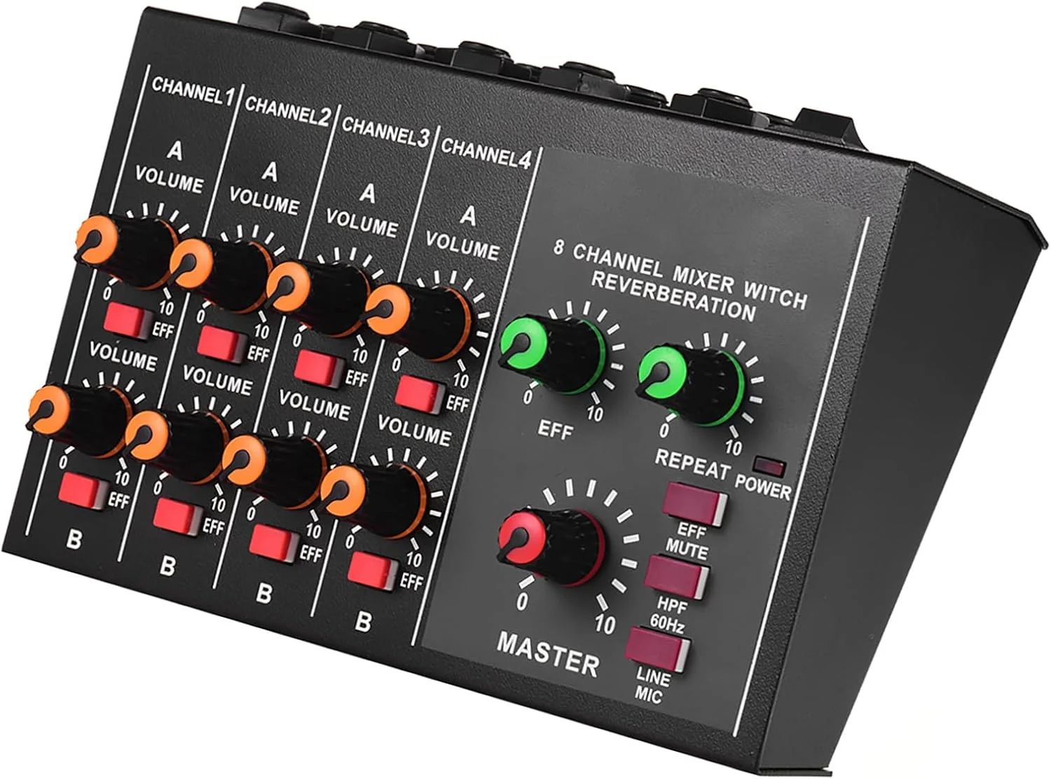 میکسر صدای 8 کاناله مونو/استریو Irovami M-228A با سایز جمع و جور و عملکرد Reverb و برش فرکانس 60 هرتز