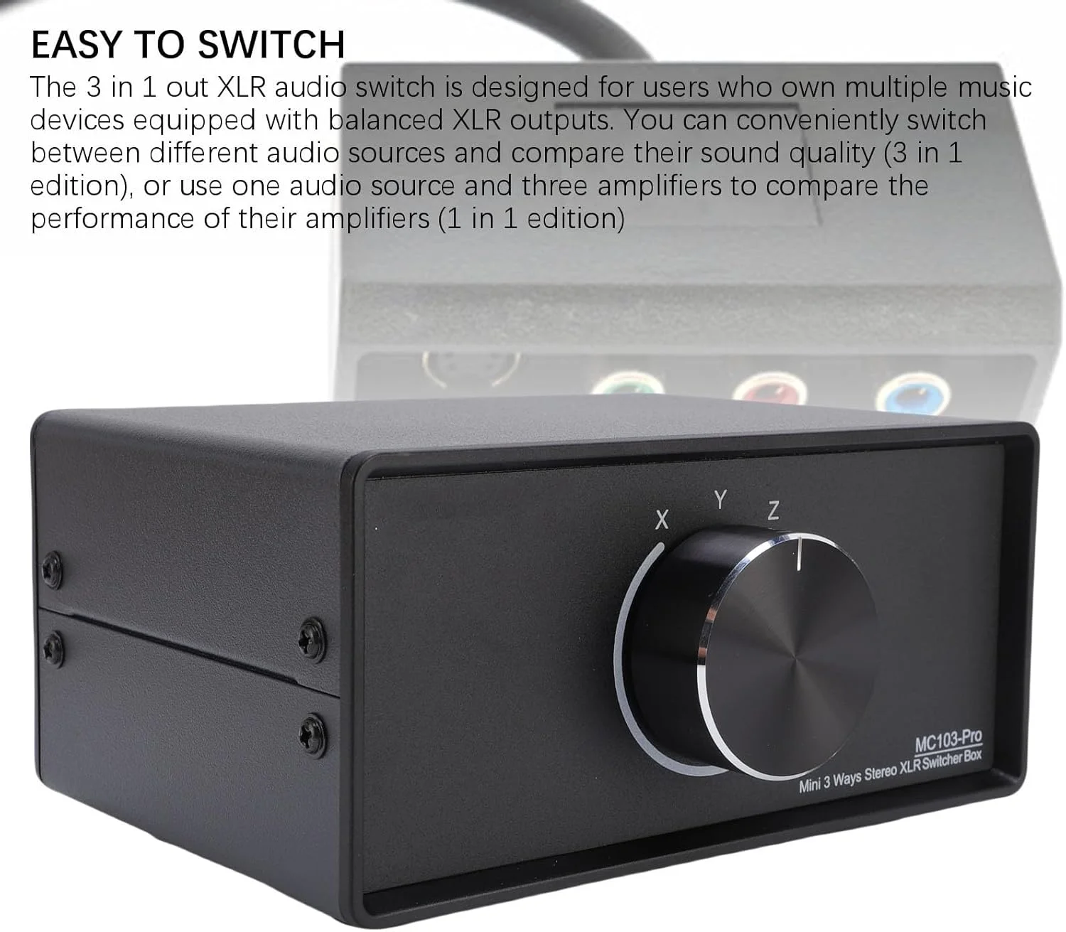 سلکتور استریو خروجی سوئیچر 3 در 1 XLR جیاوو برای متخصصان صدا آلیاژ آلومینیوم/مشکی