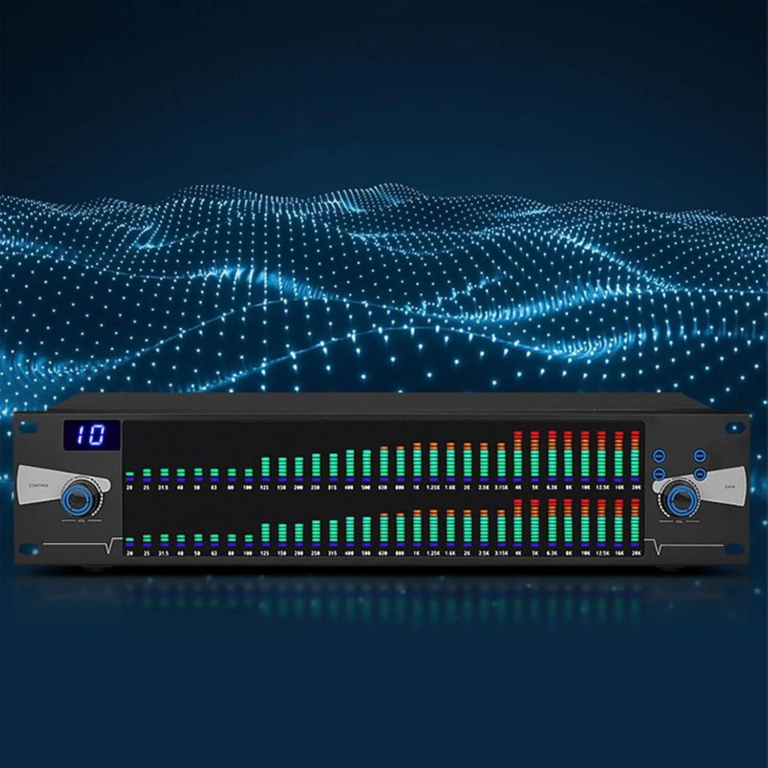 اکولایزر گرافیکی دیجیتال 31 باندی EQ استریو حرفه ای صفحه نمایش LCD تراشه پردازش HD DSP برای مهمانی خانگی ساب ووفر بلندگو (رنگ: دوبل)