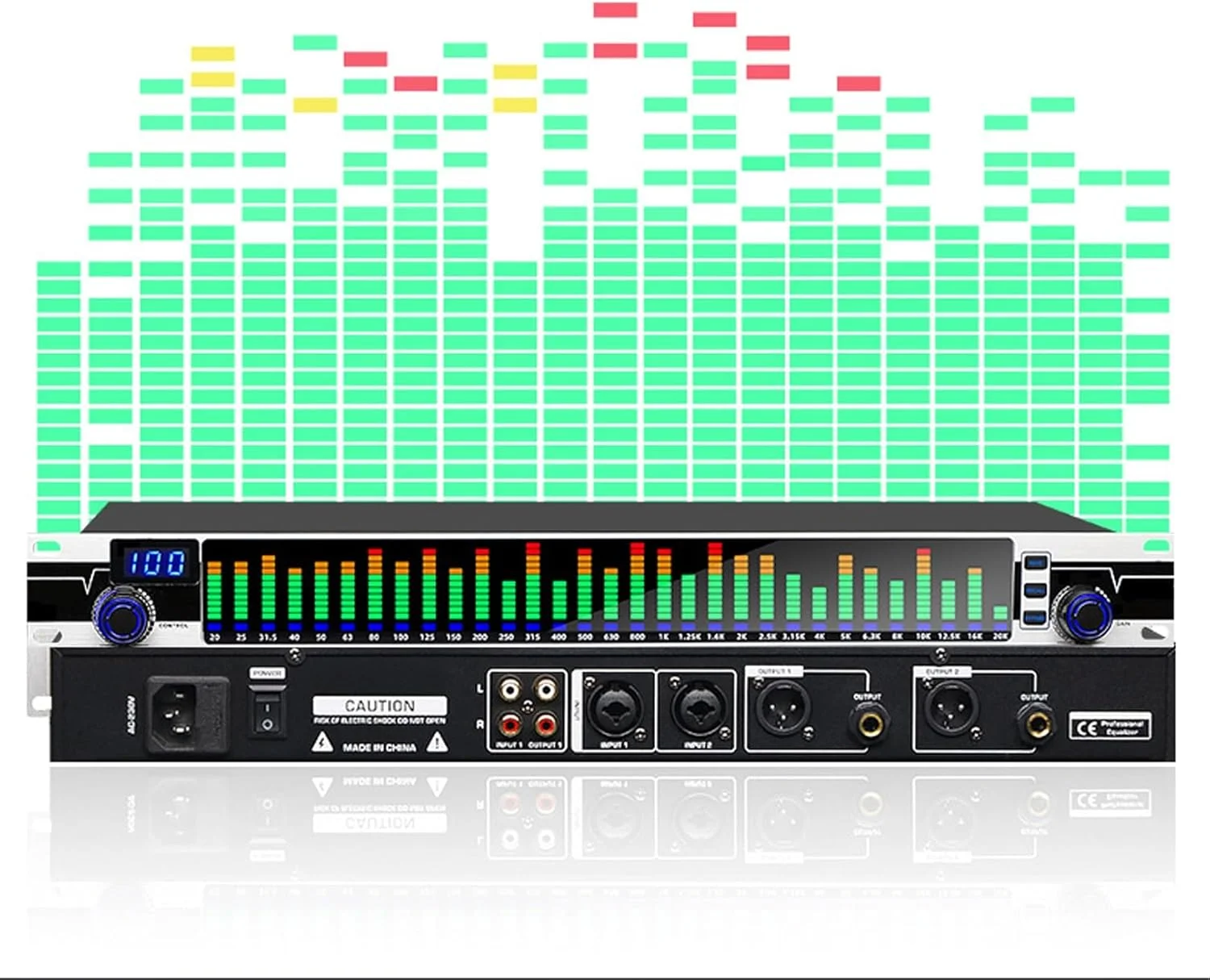 اکولایزر حرفه ای ارائه دهنده سناریو آنالوگ، اکولایزر استریو 31 باند، پردازنده سیگنال صوتی، کارائوکه، قابلیت ذخیره 10 حالت (رنگ: تک)