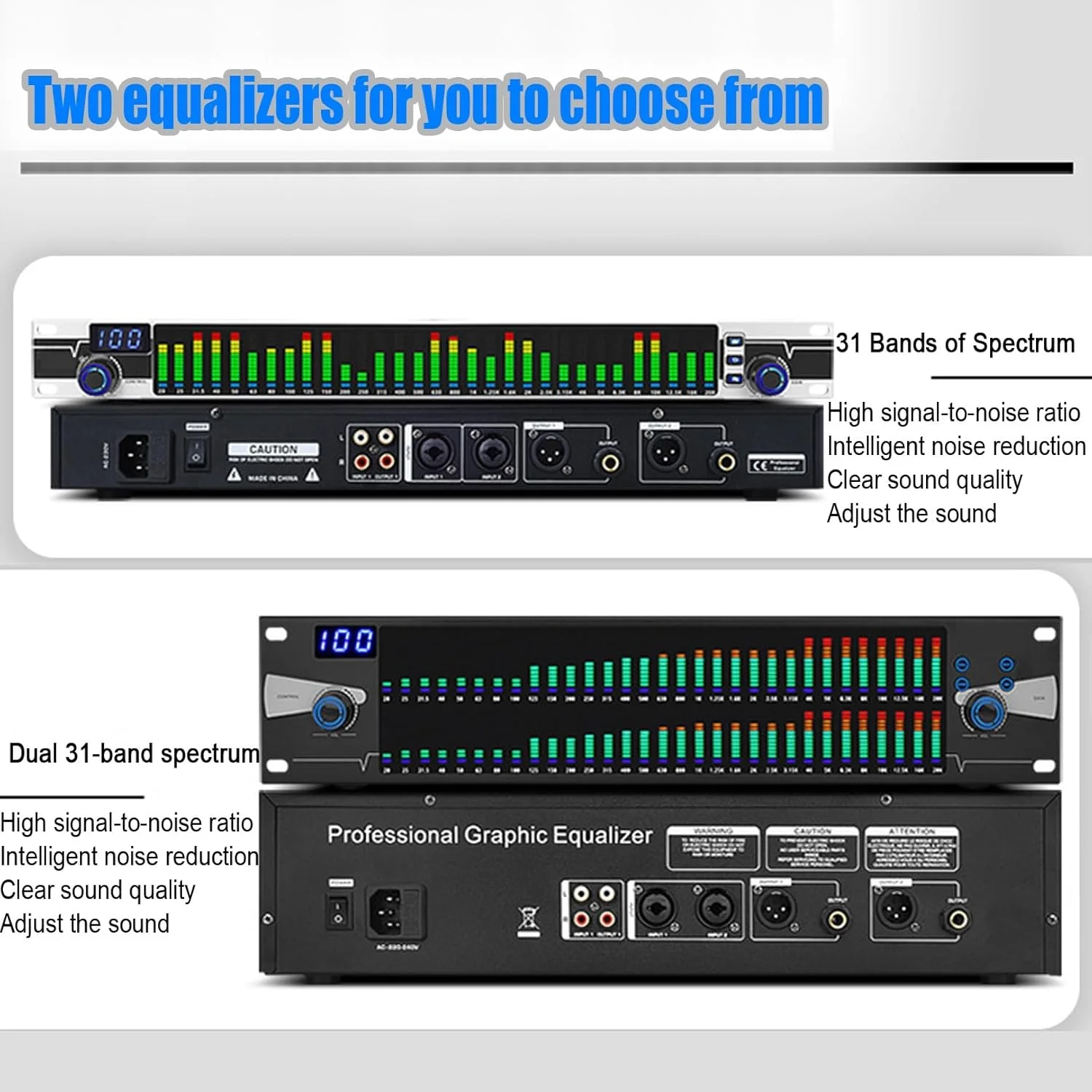 اکولایزر حرفه ای ارائه دهنده سناریو آنالوگ، اکولایزر استریو 31 باند، پردازنده سیگنال صوتی، کارائوکه، قابلیت ذخیره 10 حالت (رنگ: تک)