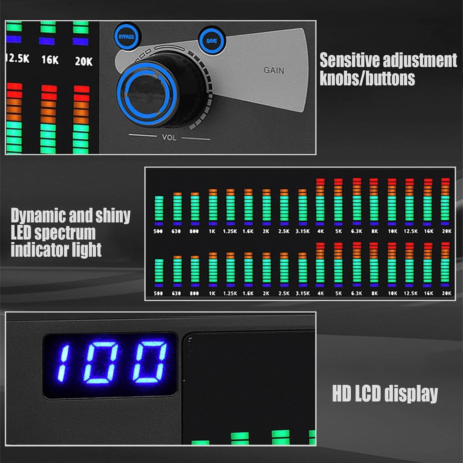 اکولایزر حرفه ای ارائه دهنده سناریو آنالوگ، اکولایزر استریو 31 باند، پردازنده سیگنال صوتی، کارائوکه، قابلیت ذخیره 10 حالت (رنگ: تک)