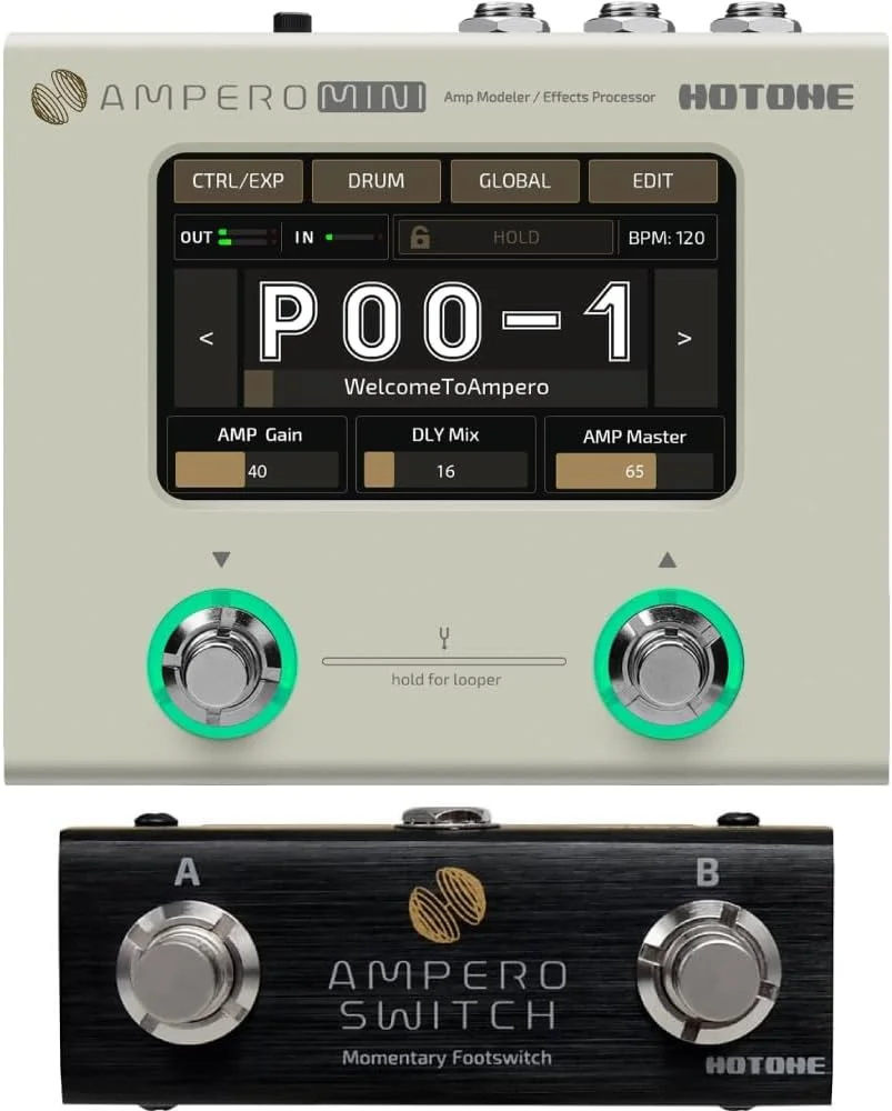 پکیج هاتون Ampero Mini MP50VN و پدال دوتایی Ampero FS-1 - پردازنده افکت های گیتار با صفحه لمسی و مدلینگ کابینت IR