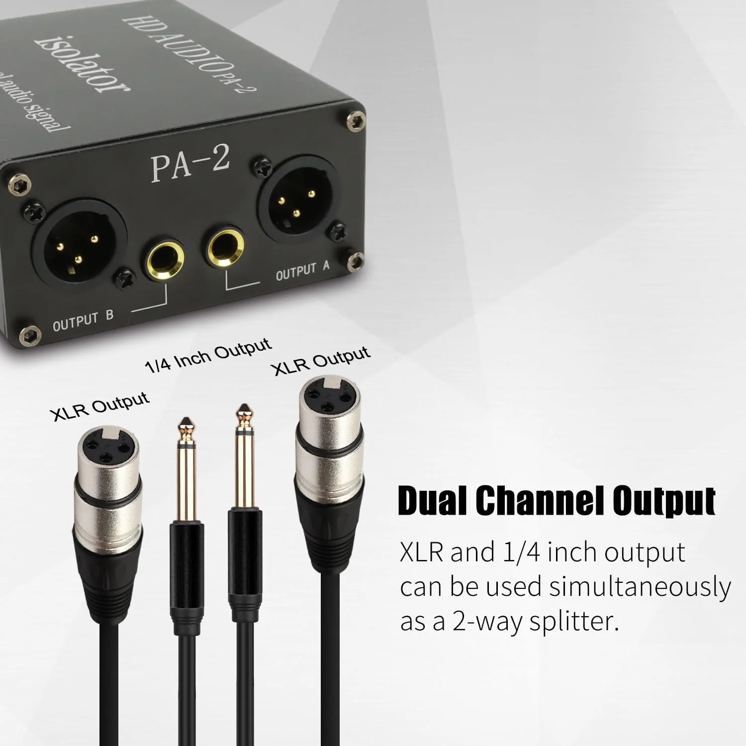 ایزولاتور حلقه زمینی حرفه ای happymusic XLR 1/4 اینچ، حذف کننده نویز دو کاناله برای سیستم صوتی، ساب ووفر، بلندگوی کارائوکه، گیتار، کیبورد، باس