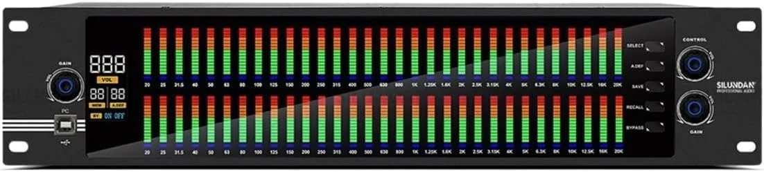 میکسر صوتی استریو اکولایزر گرافیکی 2U با 31 باند متعادل کننده افکت، کنترلر، میکسر دیجیتال پردازنده DSP حذف کننده نویز، مناسب استیج و تولید زنده