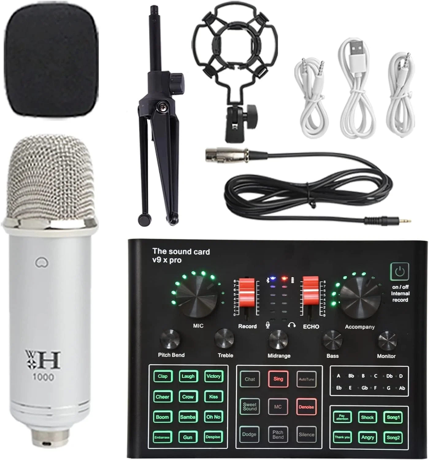 مجموعه کامل تجهیزات پادکست میکسر DJ کارت صدا پخش زنده اختصاصی V8 میکسر صوتی میکروفون BM800