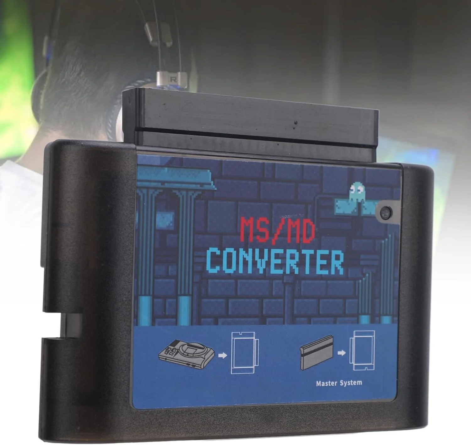 مبدل کارت بازی MS به MD، یک وسیله جانبی کاربردی برای کنسول های Retron 3, 2 و سایر کنسول ها (مشکی شفاف)