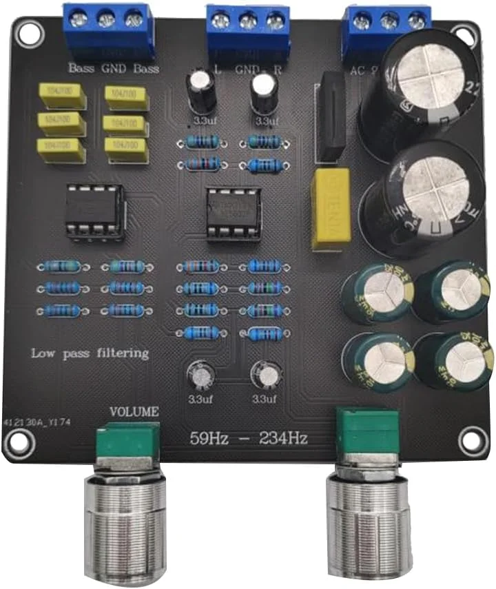 برد کراس اوور سوپر باس فیلتر پایین گذر 59Hz-234Hz AC9V-12V دوگانه NE5532 نقطه کراس اوور به طور مداوم قابل تنظیم