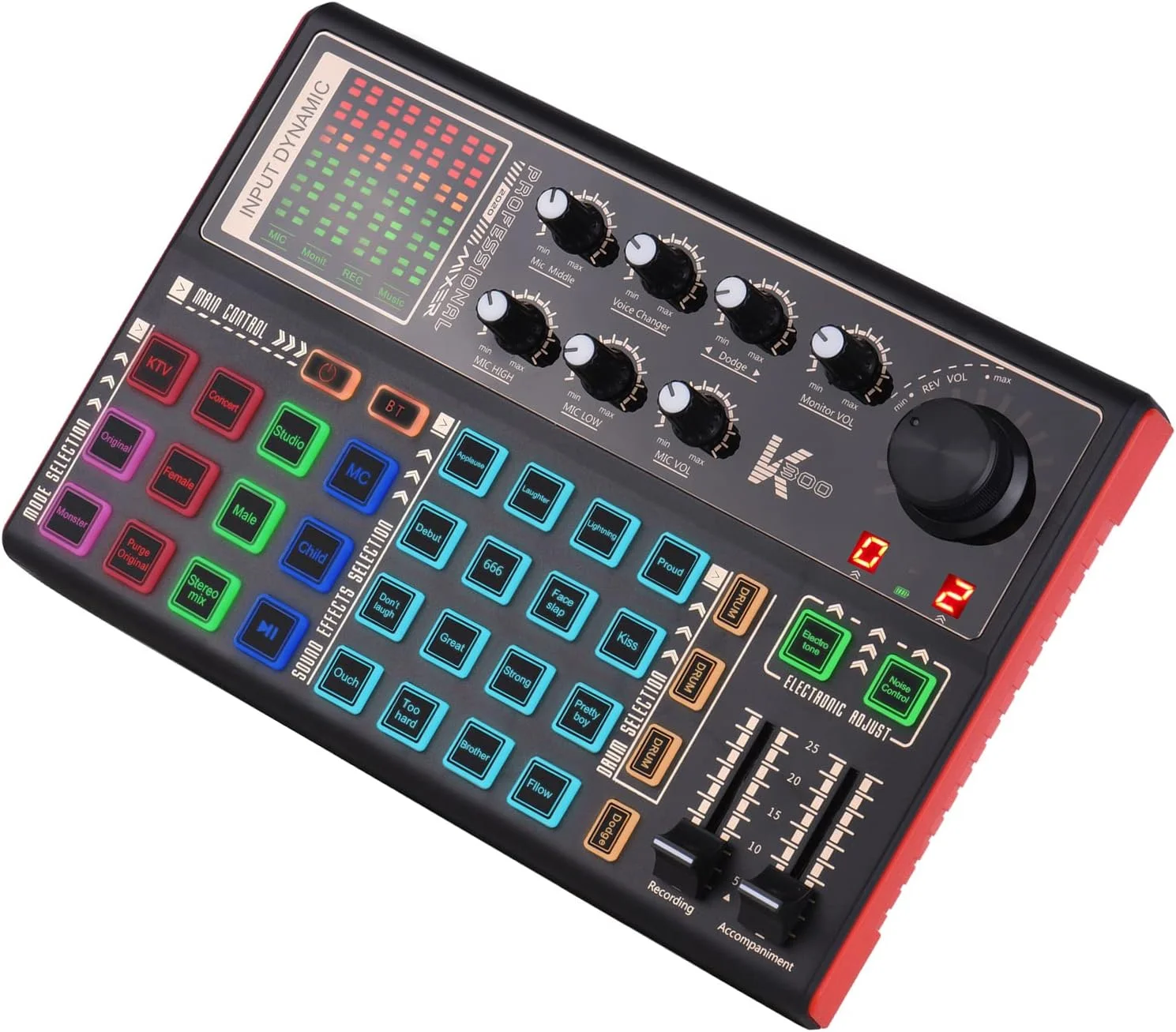 کارت صدای اکسترنال SK300 با قابلیت تغییر صدا، میکسر صدا با باتری قابل شارژ داخلی، جلوه های صوتی متعدد برای پخش زنده، ضبط موسیقی، بازی، کارائوکه