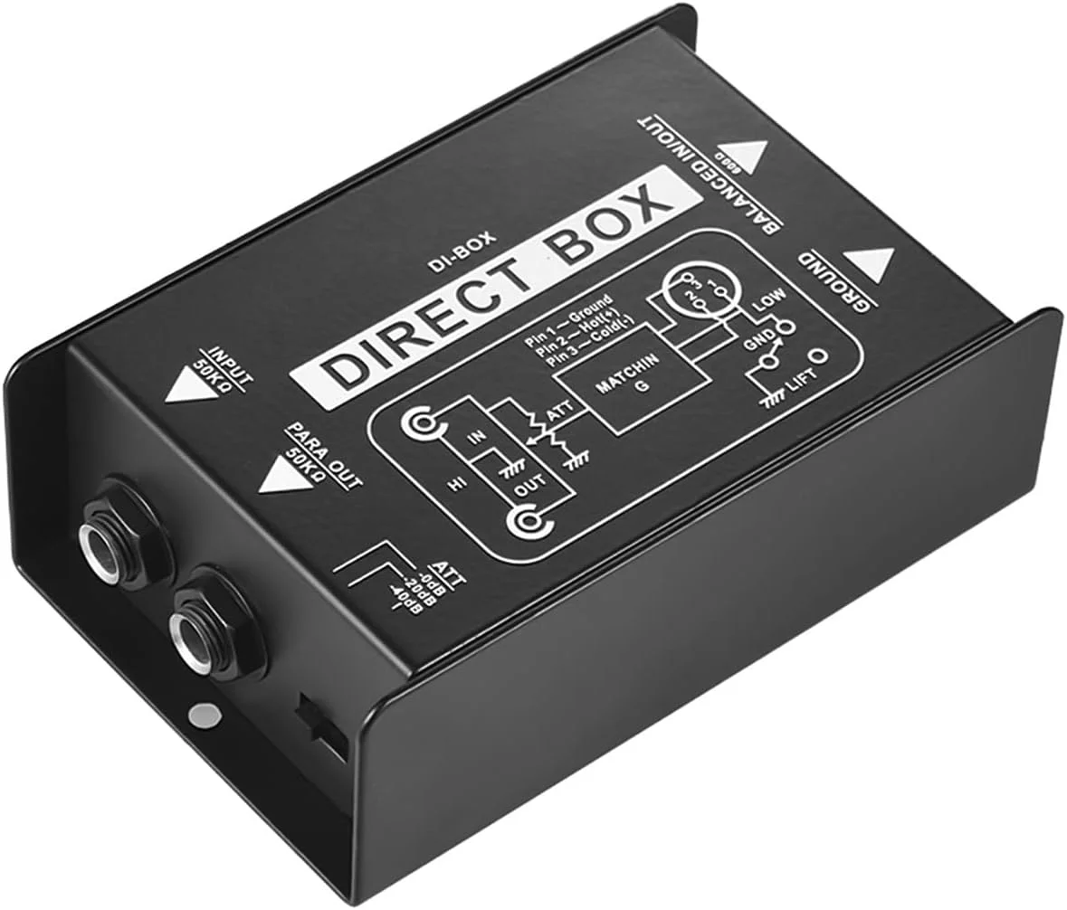 جعبه DI تک کاناله پسیو حرفه ای ertg، مبدل سیگنال بالانس و آنبالانس با رابط های XLR TRS برای گیتار الکتریک، بیس و اجرای زنده