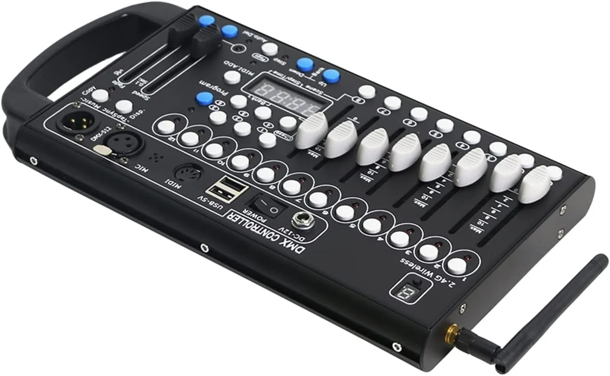 کنترلر مینی DMX بی‌سیم 92 کاناله ERTUUYD، کنسول نور Dmx512، افکت Dmx برای تجهیزات DJ و نورپردازی تجاری استیج