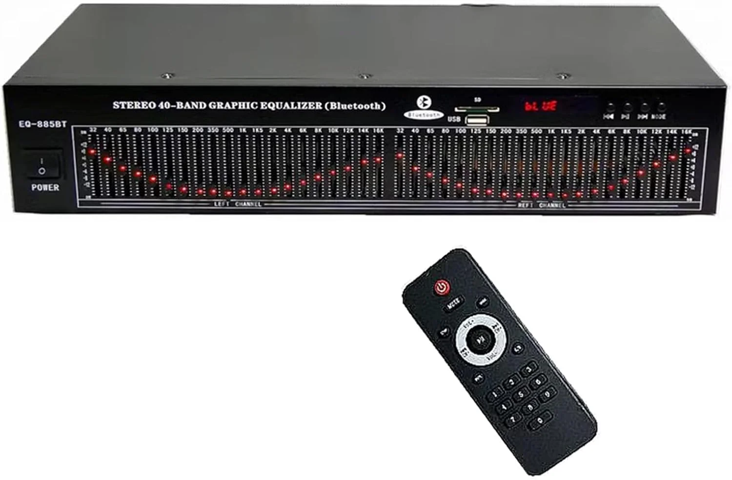 اکولایزر استریو دوگانه 20 باندی، کنترلر افکت های صوتی دیجیتال با بلوتوث 5.0 و کنترل از راه دور، اکولایزر تنظیم Hi-Fi خانگی، کاهش نویز، برای استودیوهای ضبط