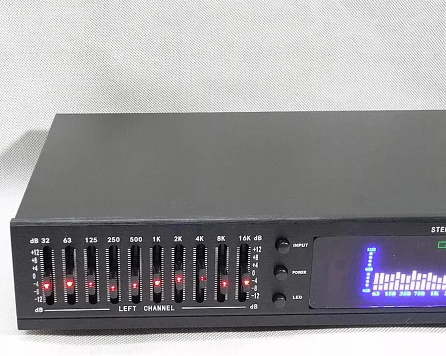 اکولایزر صوتی HiFi 20 باندی، اکولایزر تنظیم جلوه‌های گرافیکی دیجیتال حرفه‌ای با بلوتوث/USB داخلی و کنترل از راه دور، نمایشگر طیف LED، برای استودیوی ضبط خاکستری