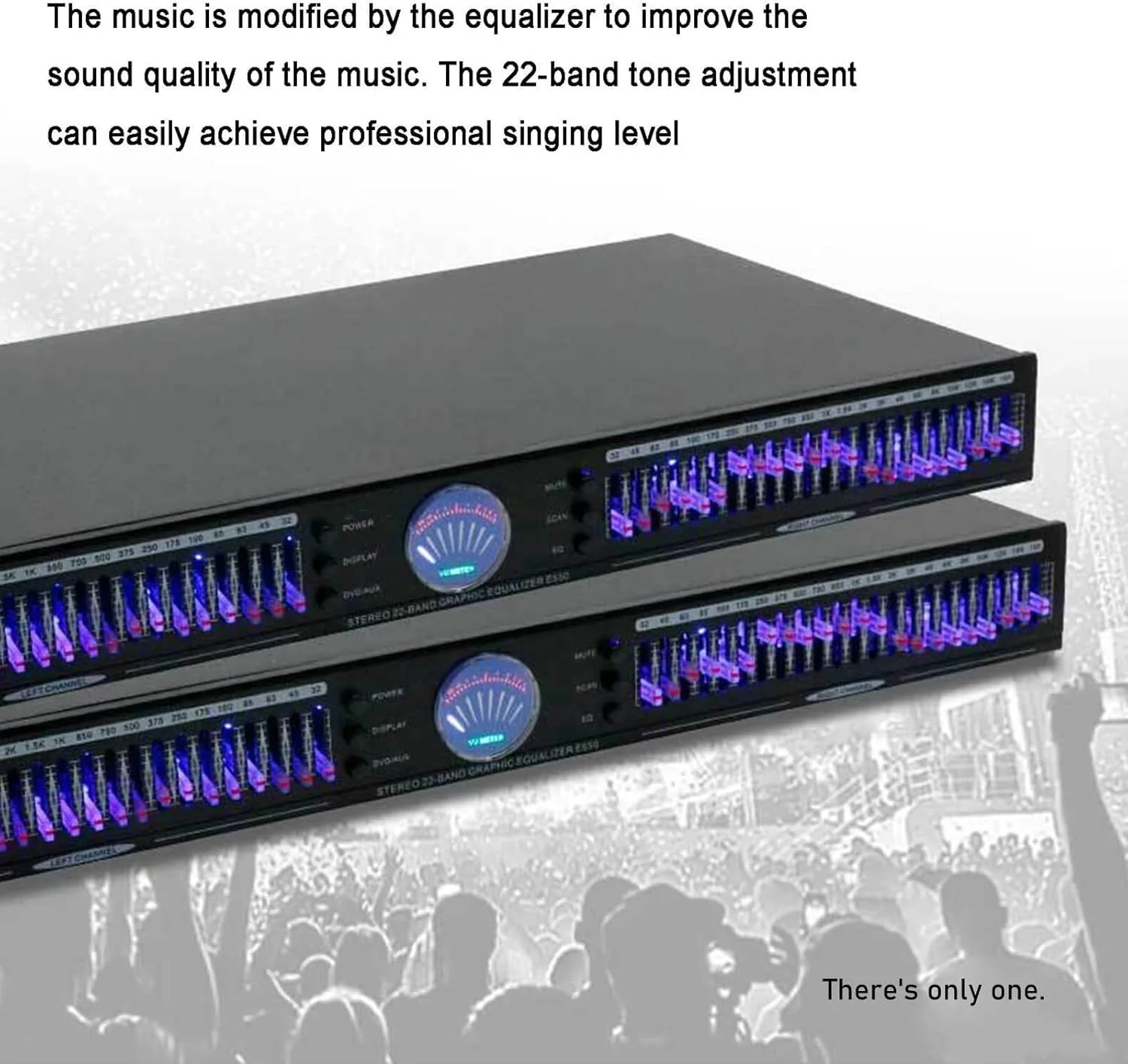 اکولایزر گرافیکی استریو 22 باندی، اکولایزر صوتی حرفه ای، دو کاناله، 10 جلوه از پیش تعیین شده، تنظیم مستقل فرکانس های پایین، میانی و بالا، اکولایزر دیجیتال برای استودیو ضبط، بار، استیج