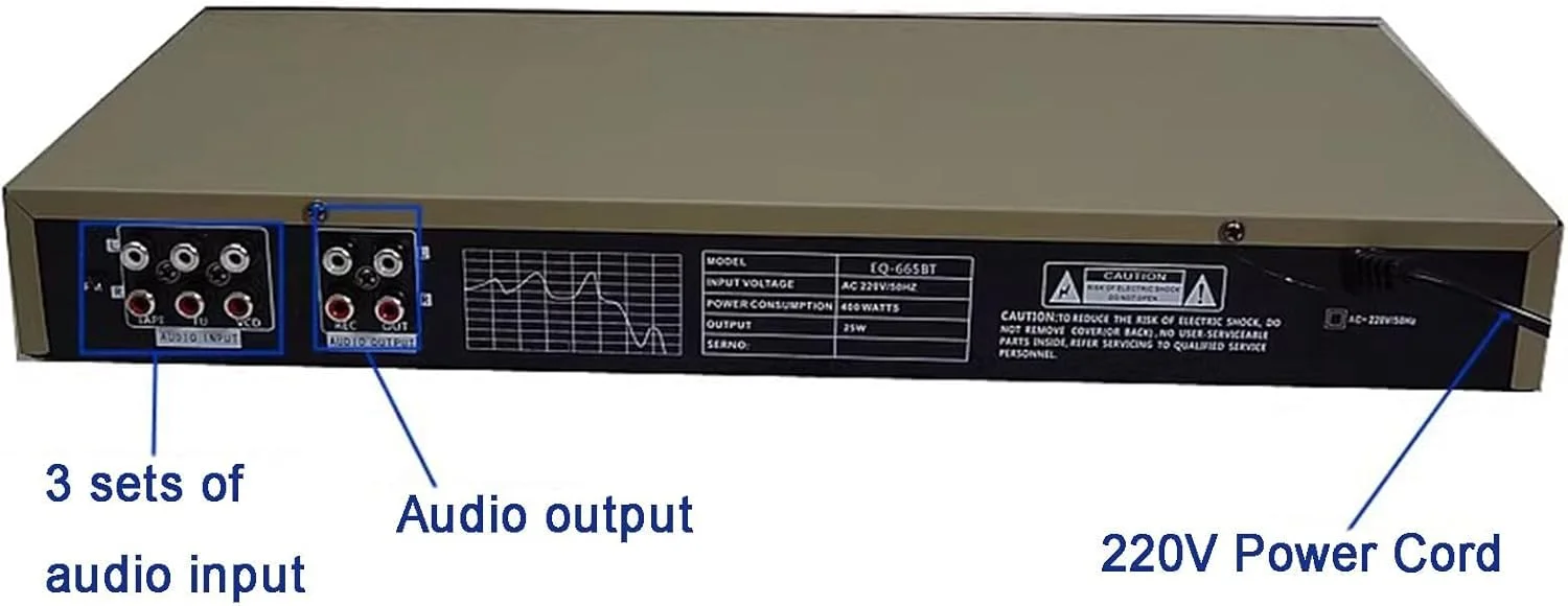 اکولایزر صوتی HiFi، اکولایزر گرافیکی دوگانه 10 باندی، با کنترل از راه دور، استریو بلوتوث، اکولایزر تنظیمات بالا/متوسط/باس، برای خانه، استودیوی ضبط