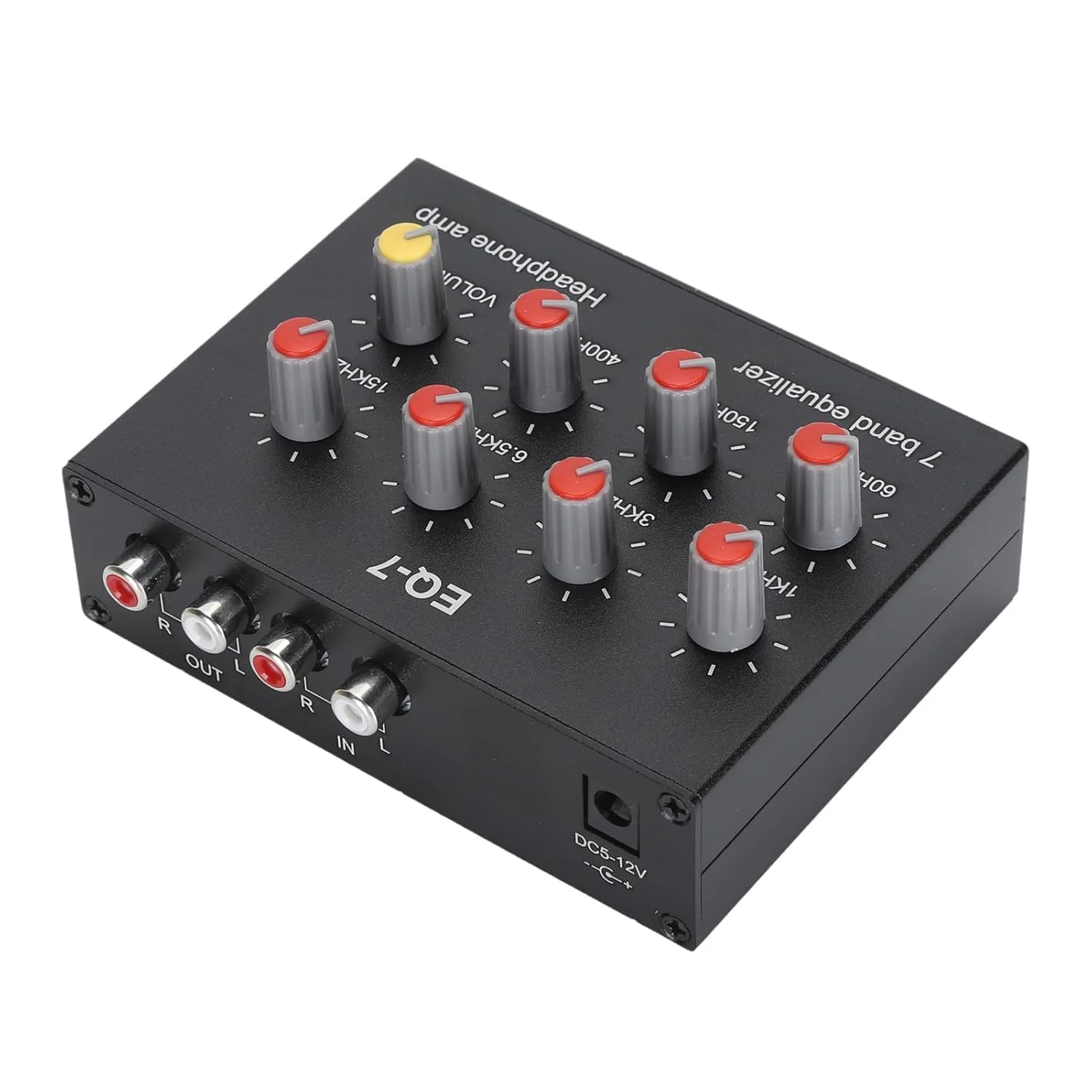اکولایزر صوتی 7 باندی، اکولایزر دیجیتال 12db تنظیم بیس بالا DC5V-12V، اتصال آسان 5.5x2.1 برای تجهیزات صوتی