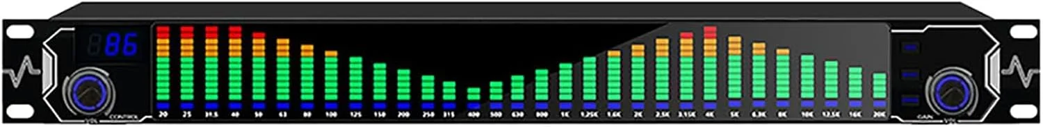 اکولایزر گرافیکی استریو 31 باندی، اکولایزر دیجیتال صدا، کنترل های صوتی، 10 افکت از پیش تنظیم شده، کاهش نویز خودکار، تنظیم مستقل باس/میانه/تریبل، برای استودیوی ضبط