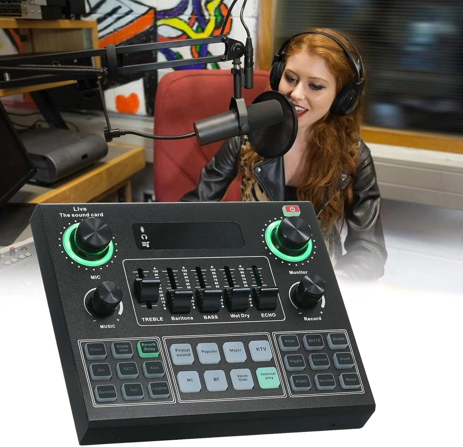 کارت صدای میکسر صوتی زنده V9 BT، جلوه های صوتی برای ضبط پخش و آواز شبکه
