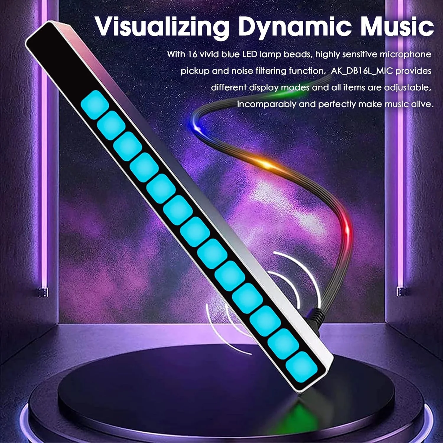 نشانگر سطح صدای موزیک Douk Audio: ویژوالایزر طیف LED حرفه ای 16 بیتی با میکروفون برای سیستم صوتی خودرو، استیج دی جی و دکوراسیون منزل - حساسیت/روشنایی قابل تنظیم
