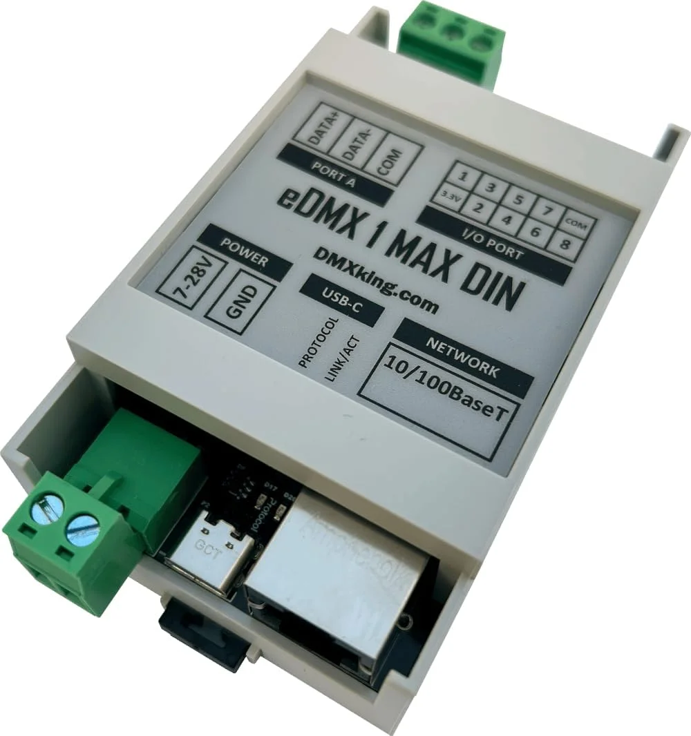 کنترلر eDMX1 DIN MAX - ArtNet/sACN به DMX (پیچی)