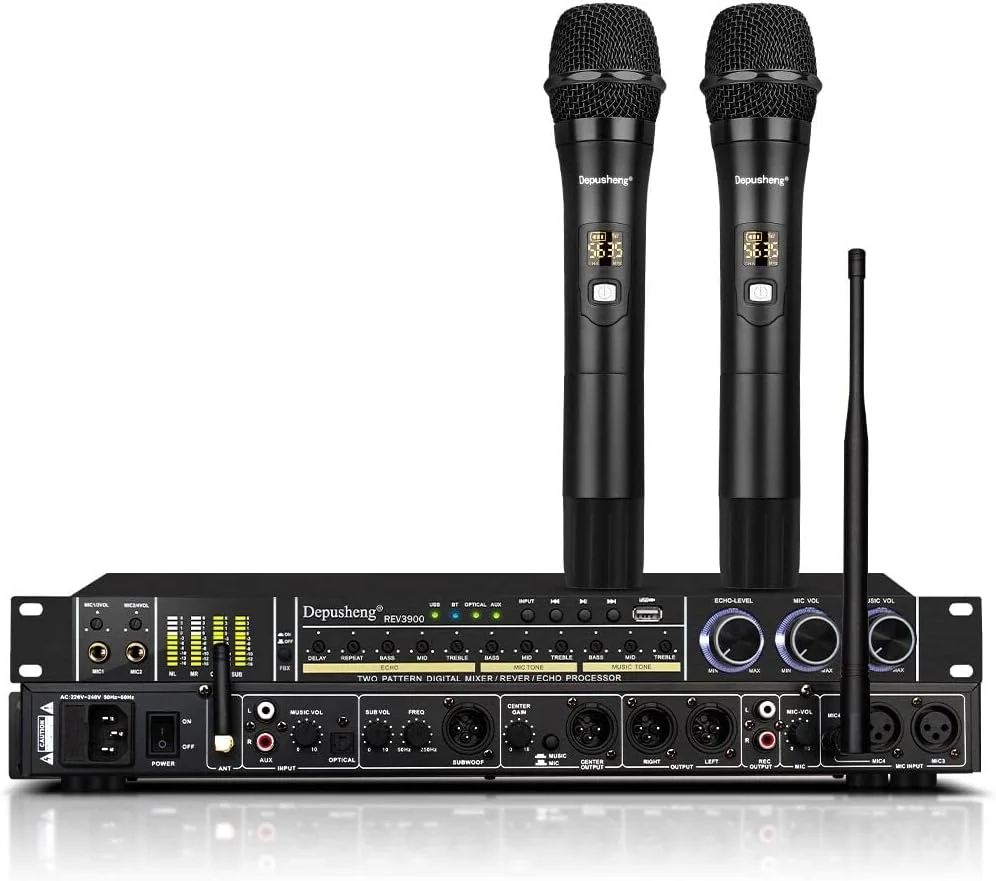 پردازشگر صوتی ضد فیدبک کارائوکه خانگی Depusheng REV3900 KTV با USB، بلوتوث و میکروفون