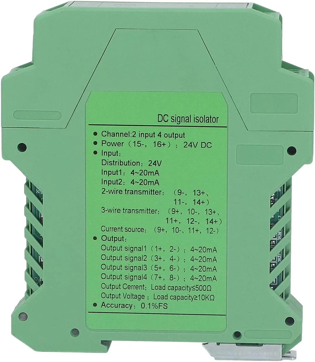 جداکننده سیگنال 24 ولت DC، اسپلیتر برق 4-20 میلی آمپر 2 ورودی 4 خروجی، نصب ریل DIN تشخیص PLC فرستنده 0-5 ولت با ایزولاسیون و حفاظت پیشرفته برای تجهیزات صنعتی و دستگاه های پزشکی
