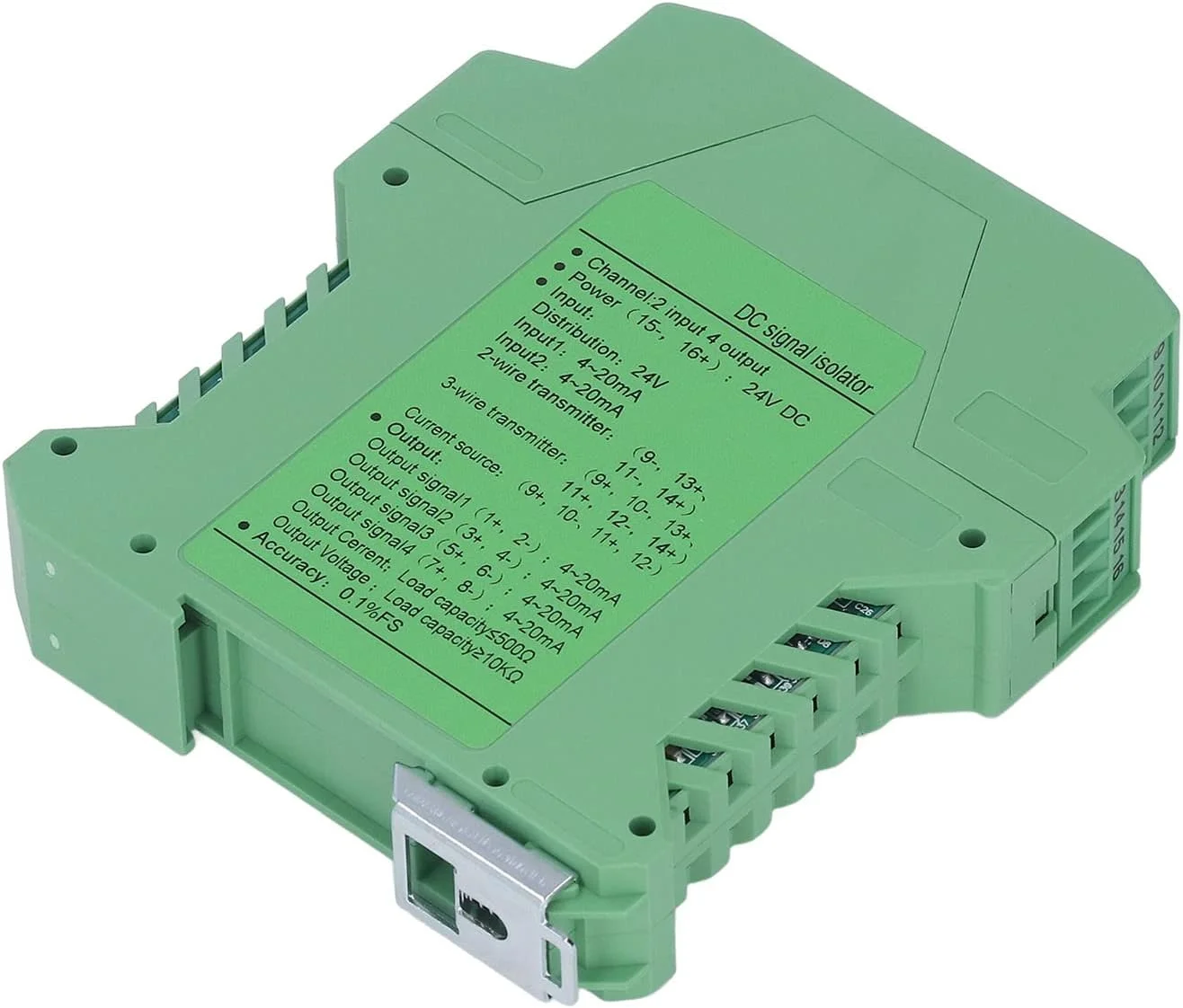 جداکننده سیگنال 24 ولت DC، اسپلیتر برق 4-20 میلی آمپر 2 ورودی 4 خروجی، نصب ریل DIN تشخیص PLC فرستنده 0-5 ولت با ایزولاسیون و حفاظت پیشرفته برای تجهیزات صنعتی و دستگاه های پزشکی
