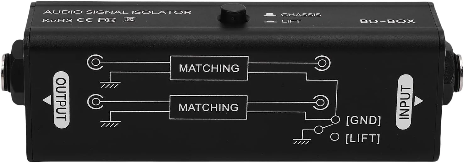 فیلتر حذف نویز صدای 6.35 میلی‌متری Cryfokt برای سیستم صوتی خودرو و منزل، کاهش نویز برای بازتولید صدای شفاف، حالت‌های اتصال به زمین HUB و CHASSIS