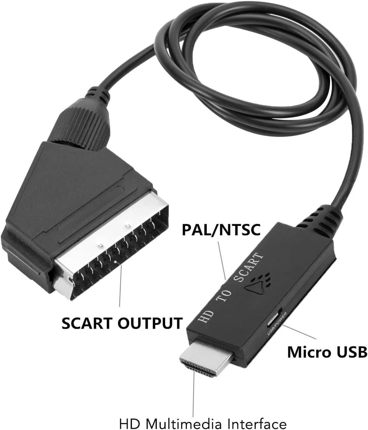 کابل تبدیل رابط چند رسانه ای HD به SCART برای تلویزیون VHS DVD، اتصال و پخش، پشتیبانی از PAL NTSC کابل تبدیل رابط چند رسانه ای HD به SCART برای تلویزیون VHS DVD، اتصال و پخش، پشتیبانی از PAL NTSC