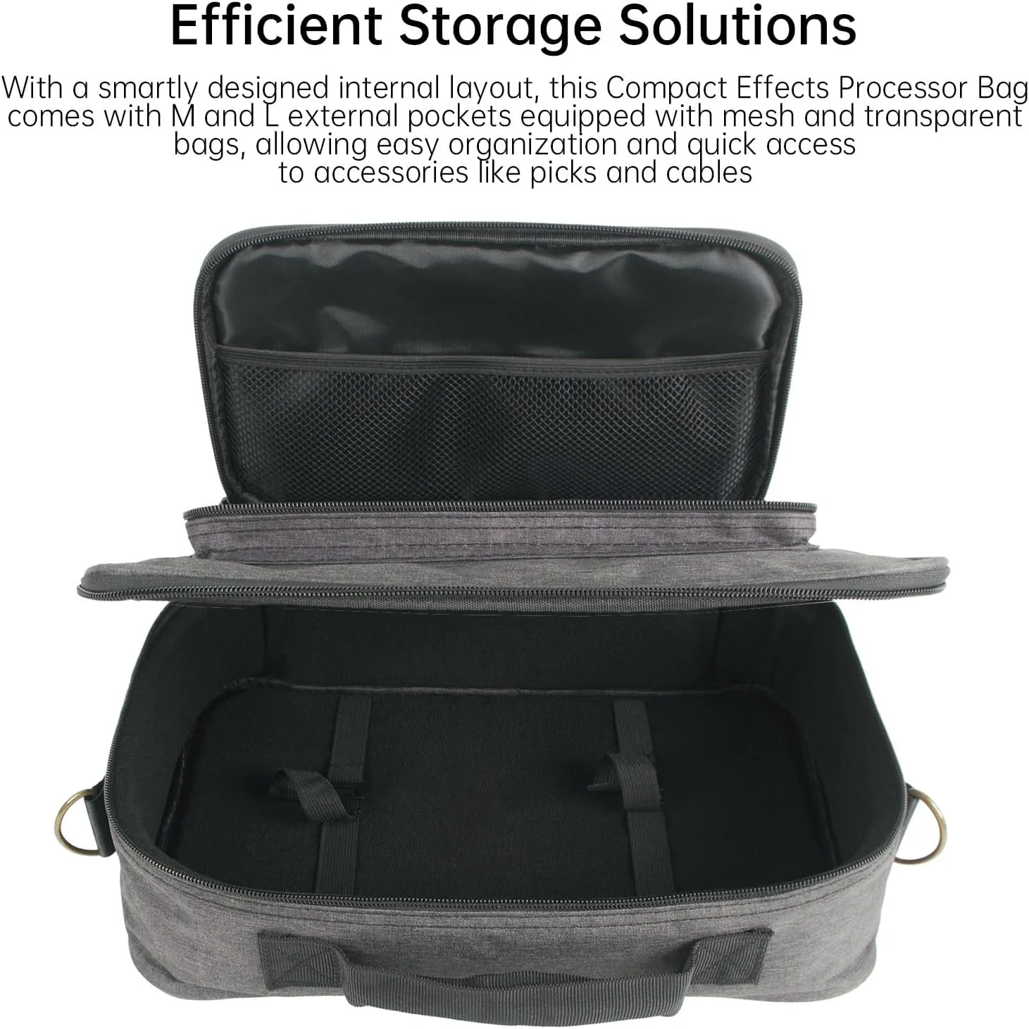 کیف پدال افکت Cryfokt، کیف پردازنده گیتار ضد ضربه برای نوازندگان با بند شانه، ایده آل برای مسافرت، پارچه ضد آب، خاکستری (سایز کوچک)