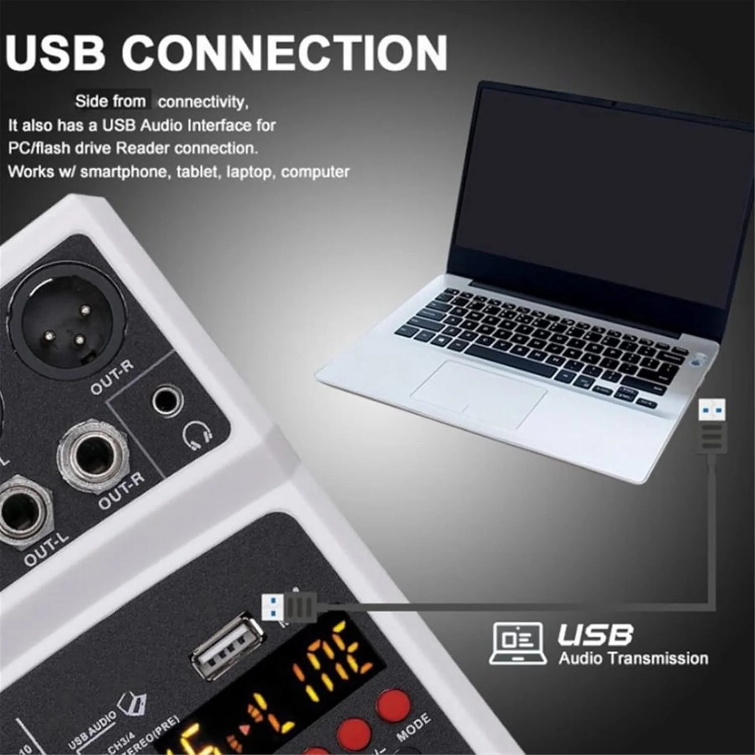 میکسر DJ 4 کانال صوتی، میکسر صدا، کنسول DJ، رابط صوتی USB، کارت صدای ضبط، 16 افکت DSP، میز میکسر استودیویی، مشکی