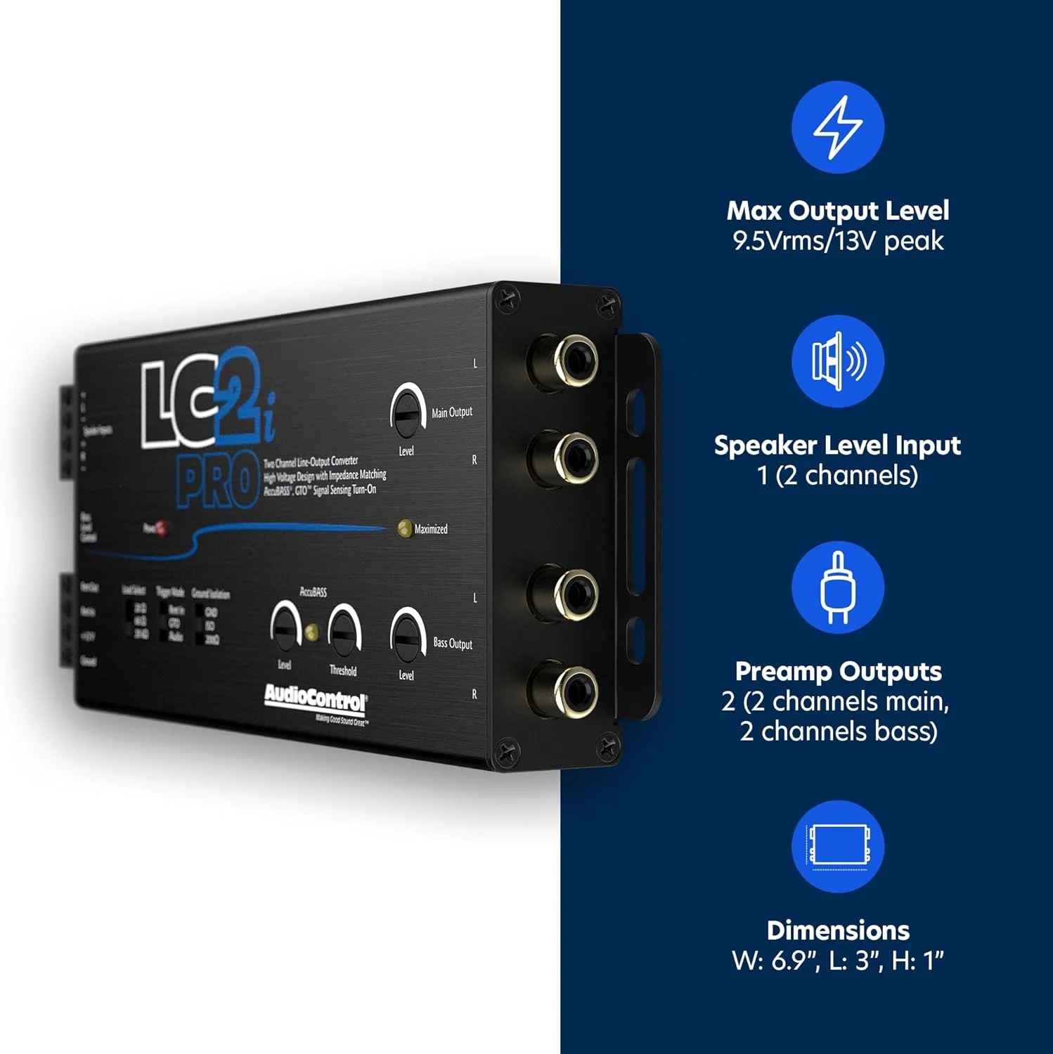 مبدل خروجی لاین 2 کاناله کنترل صدا LC1i قابل تنظیم 400 وات GTO