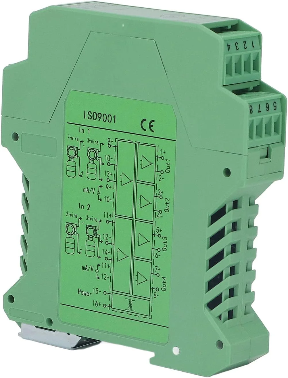 ایزولاتور DC، ترانسمیتر ایزولاتور جریان با ایزولاسیون فوتوالکتریک DC 24V 2 ورودی 4 خروجی، ترانسمیتر برای تشخیص PLC (4-20mA)