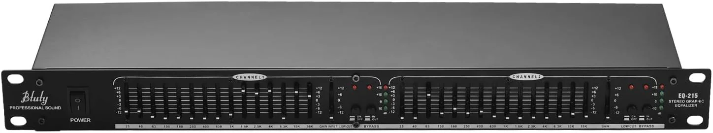 اکولایزر 15 باندی دو کاناله Btuty EQ-215، رک مونت 1U، اکولایزر گرافیکی استریو 2 کاناله