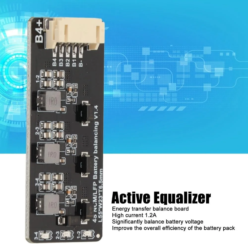 اکولایزر فعال 1.2 آمپر 4S بالانسر القایی برای برد انتقال انرژی باتری لیتیوم آهن همراه با کابل
