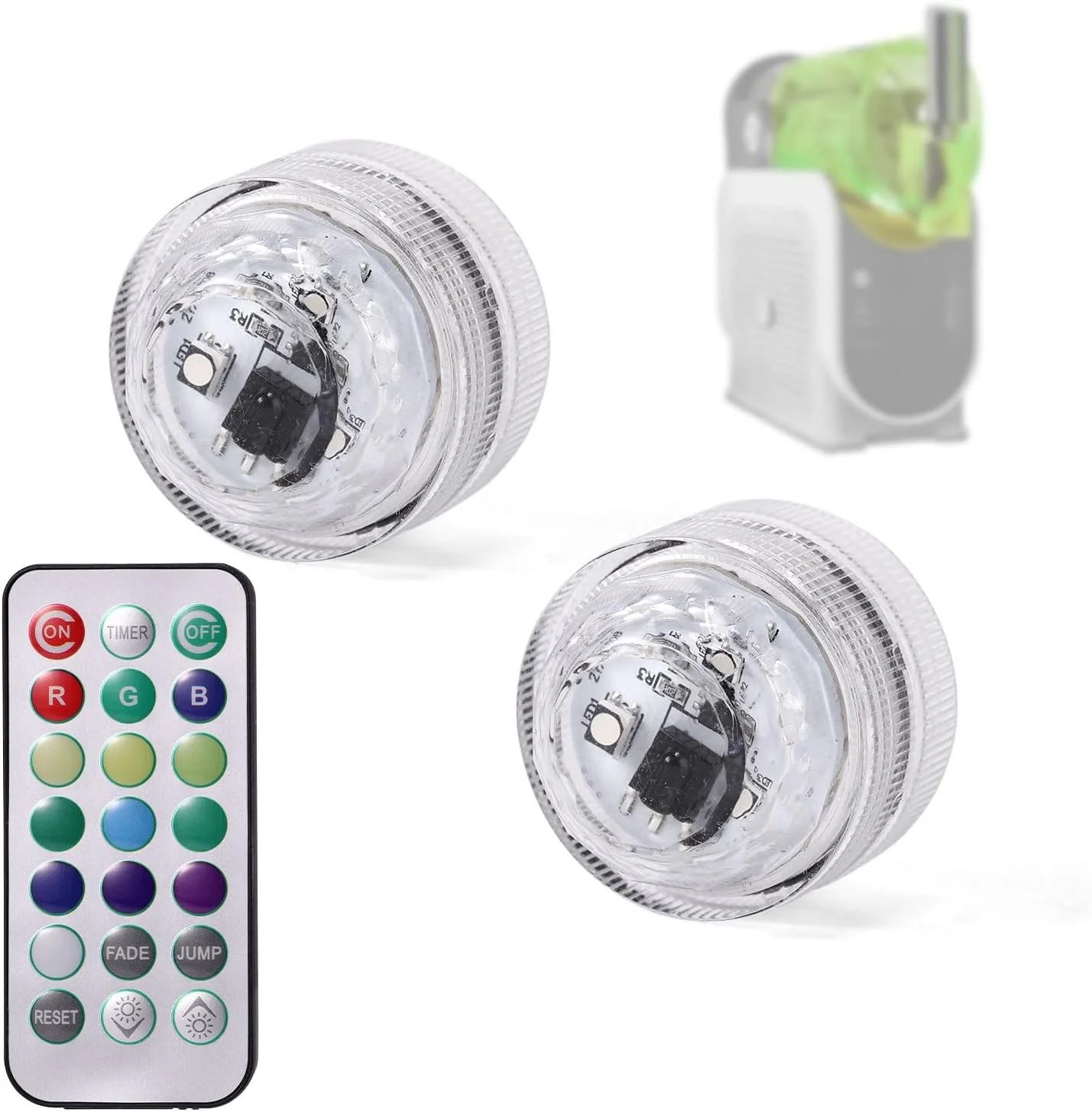 دو عدد چراغ ال ای دی برای مدل های Ninja Slushie FS301/FS300، چراغ های کپسولی ال ای دی با 13 رنگ و 3 حالت به همراه کنترل از راه دور، لوازم جانبی دستگاه اسموتی (شامل باتری)