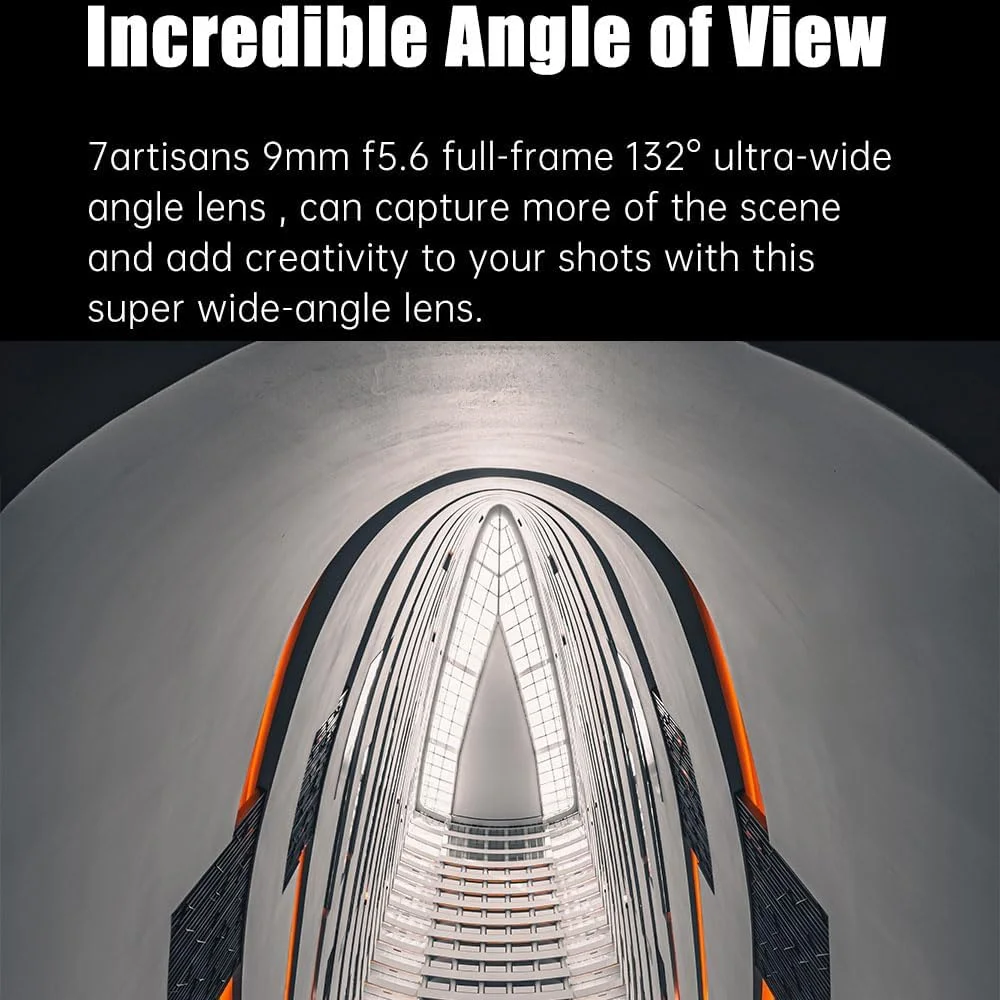 لنز فول فریم 9 میلی‌متری 7artisans F5.6 برای دوربین‌های نیکون با مانت Z، لنز دوربین بدون آینه با زاویه دید عریض 132 درجه برای نیکون Z5 Z50 Z6 Z6II Z7 Z7II Z9
