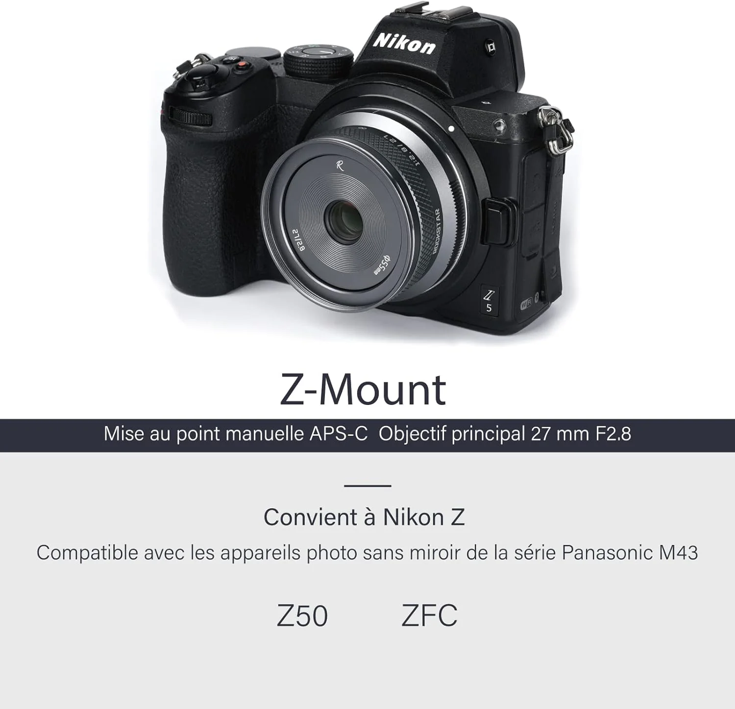 لنز دستی آسترهوری 27 میلی‌متری F2.8 II با دیافراگم بزرگ APS-C سازگار با دوربین‌های بدون آینه نیکون Z-Mount مانند Z50 و ZFC (خاکستری)