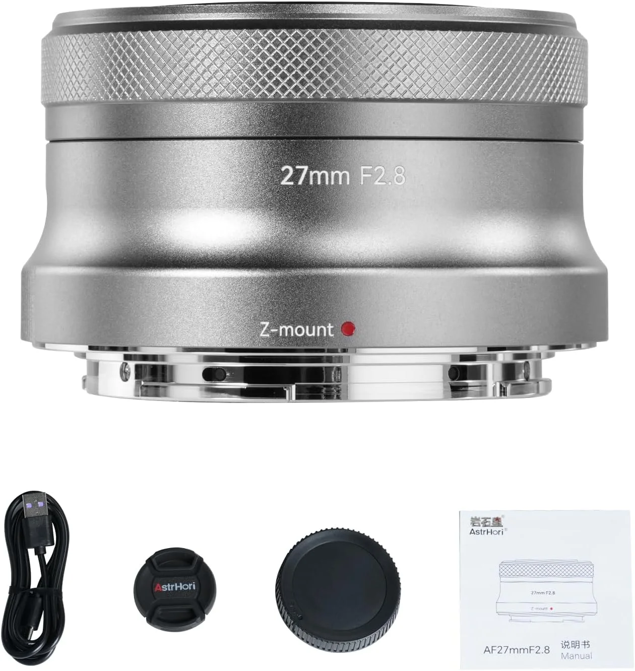لنز دوربین عکاسی AstrHori AF 27 mm F2.8 با فوکوس خودکار، لنز فوق العاده جمع و جور پنکیکی، دیافراگم بزرگ، لنز دوربین بدون آینه ممتاز برای Nikon Z-Mount ZFC, Z30, Z50 (خاکستری)