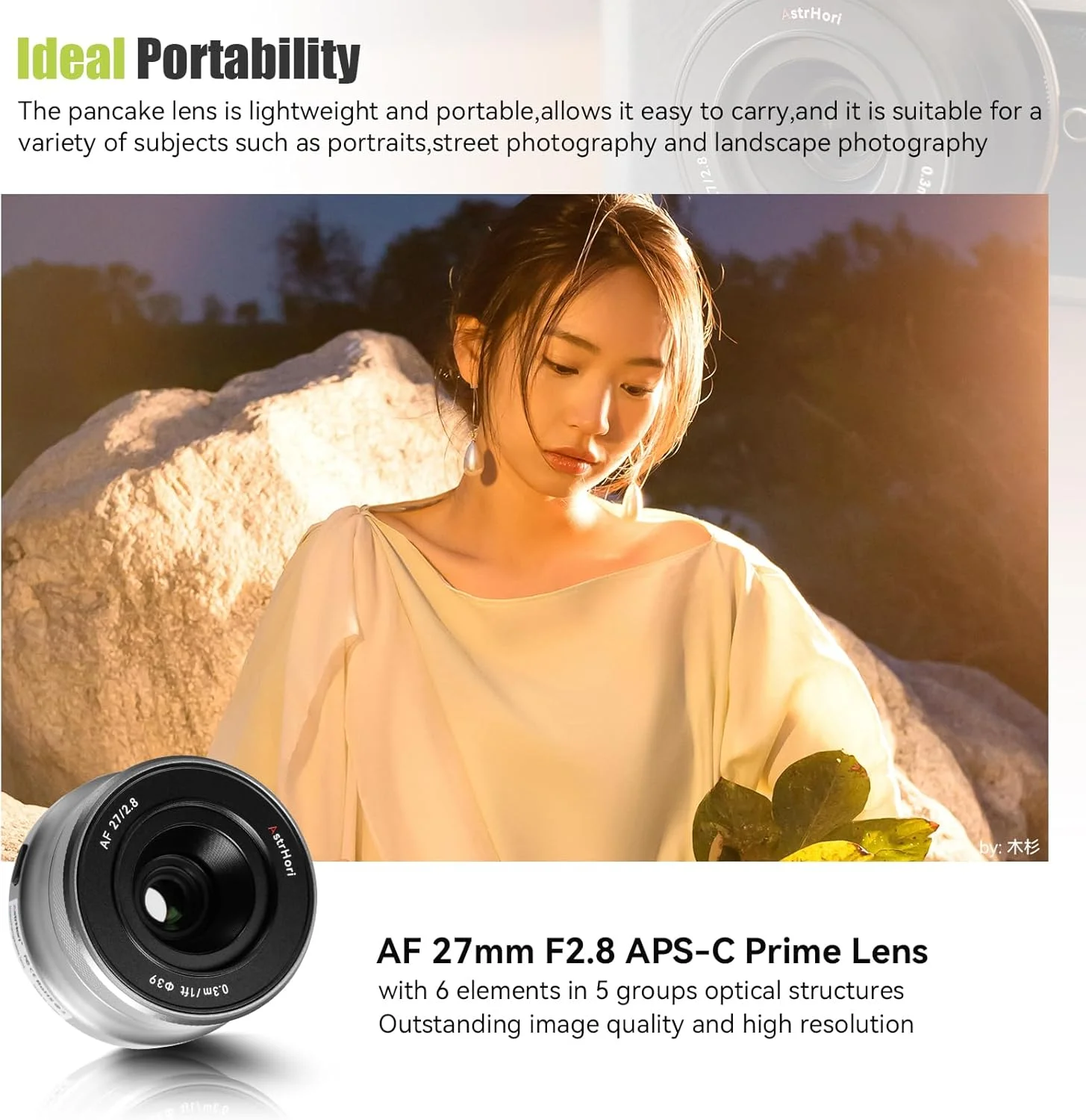 لنز دوربین عکاسی AstrHori AF 27 mm F2.8 با فوکوس خودکار، لنز فوق العاده جمع و جور پنکیکی، دیافراگم بزرگ، لنز دوربین بدون آینه ممتاز برای Nikon Z-Mount ZFC, Z30, Z50 (خاکستری)
