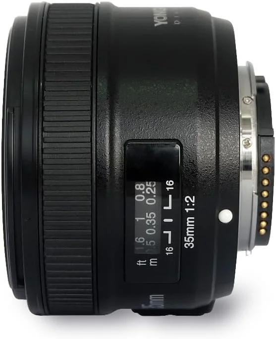 لنز زاویه باز واید YN35mm F2.0 با فوکوس ثابت AF/MF برای دوربین های DSLR نیکون با مانت F مدل های D7100 D3200 D3300 D3100 D5100 D90، 35mm F2N