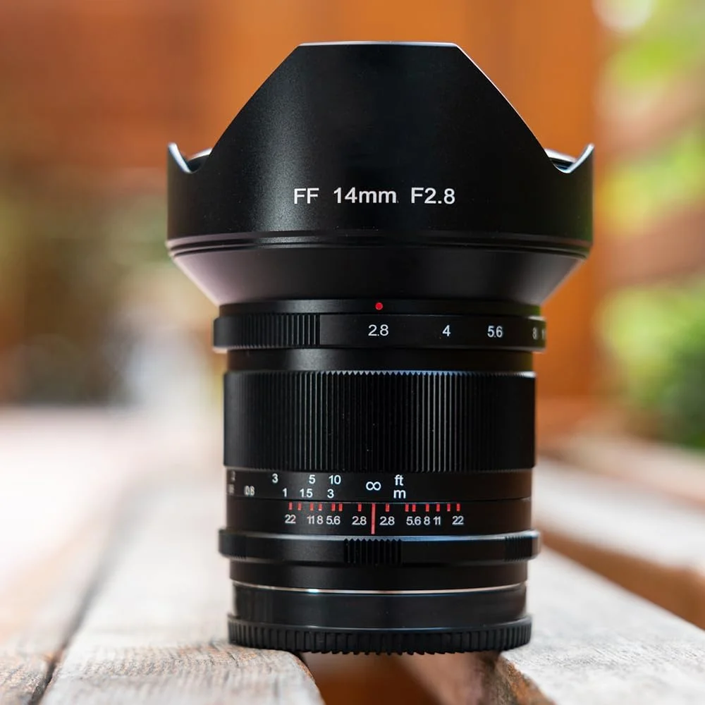 لنز 14mm F2.8 دستی سوپر واید انگل با پوشش چند لایه فول فریم لایت‌دو، سازگار با اندروید، فوجی‌فیلم، سیگما L، کانن RF و دوربین‌های بدون آینه (نیکون Z)