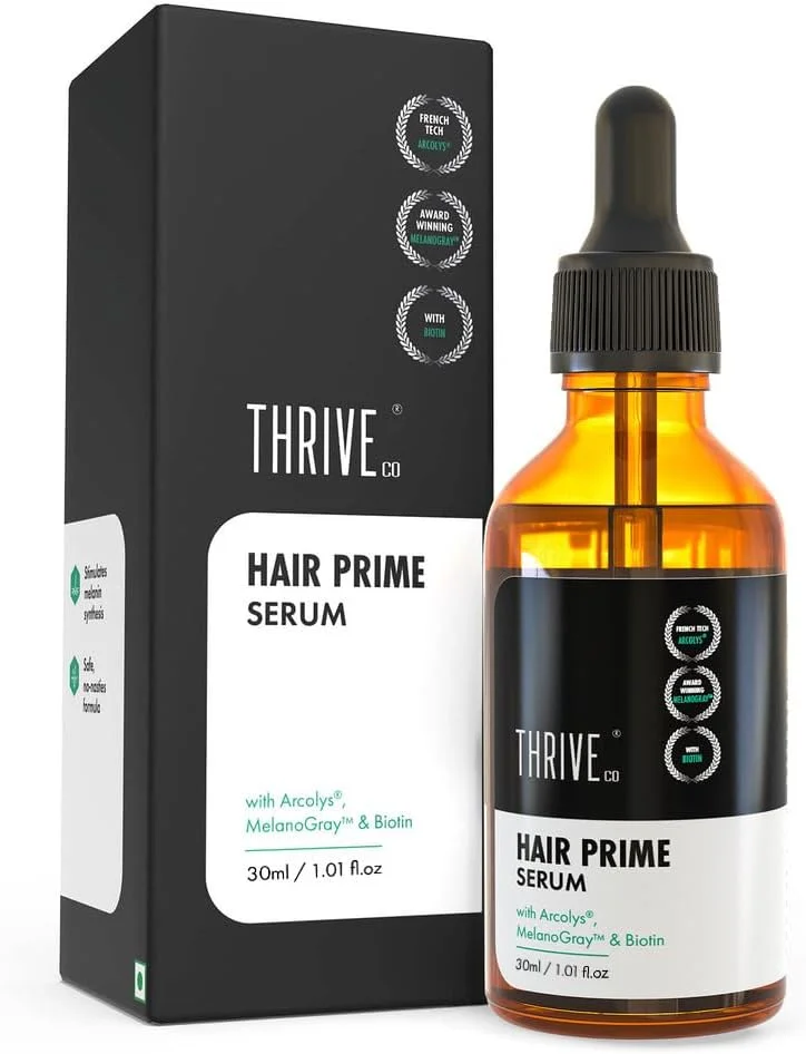 سرم موی ضد سفیدی مو ThriveCo | معکوس کننده و محدود کننده سفیدی مو | آرکولیس + بیوتین + عصاره چای سیاه | سبک، غیر چسبنده و بدون بو | برای آقایان و بانوان | 30 میلی لیتر