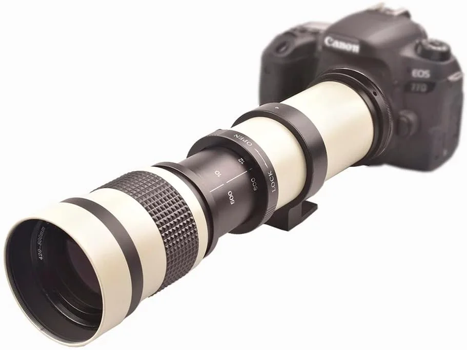 لنز زوم تله فوتو دستی Lightdow 420-800mm F/8.3-16 به همراه آداپتورهای حلقه T2 برای دوربین های کانن، نیکون، سونی، پنتاکس و المپوس (مشکی نیکون F)