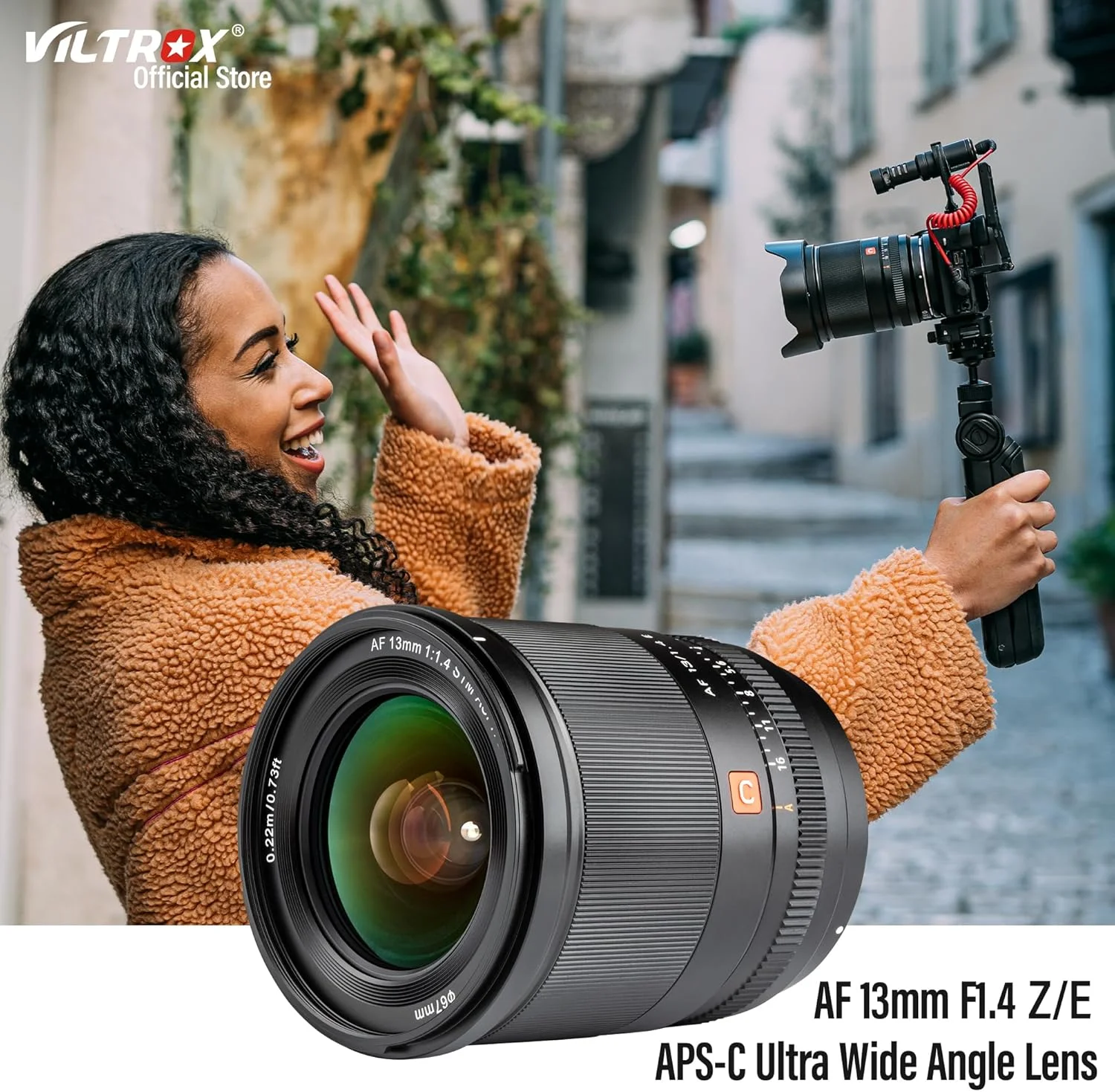 لنز دوربین زاویه باز فوق عریض ۱۳ میلی‌متری F1.4 Z/E -C با دیافراگم بزرگ و فوکوس خودکار برای اندروید E NIKONs Z Fujis X Mount Vlog (NIKONs Z)