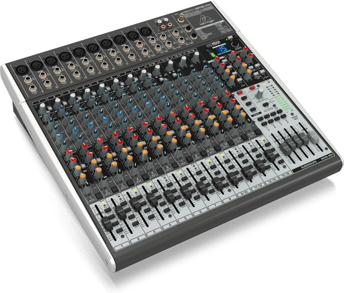 میکسر پریمیوم ۲۴ ورودی ۴/۲ باس بهرینگر XENYX X2442USB با پری امپ های میکروفون Xenyx و کمپرسورها، اکولایزر British، پردازنده Multi-FX ۲۴ بیتی و رابط USB/Audio، کمکی میکسر پریمیوم ۲۴ ورودی ۴/۲ باس بهرینگر XENYX X2442USB با پری امپ های میکروفون Xenyx و کمپرسورها، اکولایزر British، پردازنده Multi-FX ۲۴ بیتی و رابط USB/Audio، کمکی